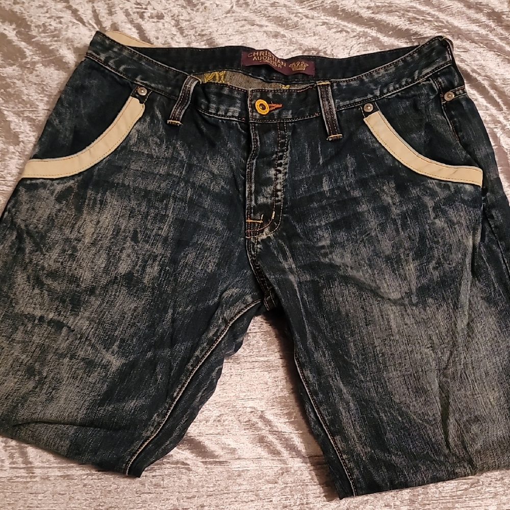 (Rare) Christian Audigier Men's 36 Blue Jeans - Picture 3 of 16